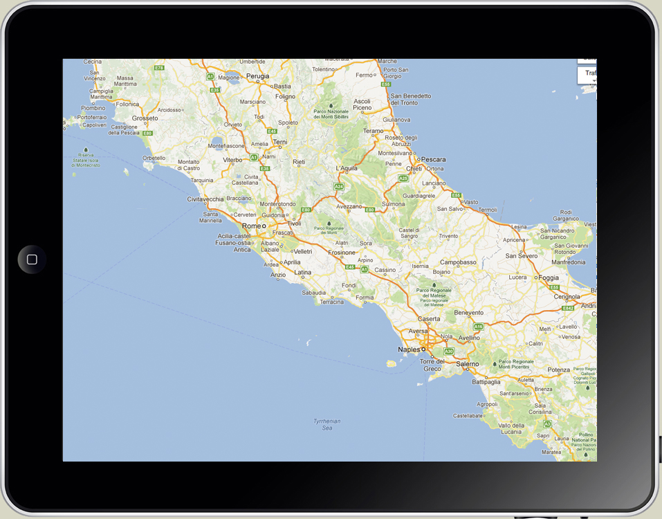 iPad sowing a map of Italy