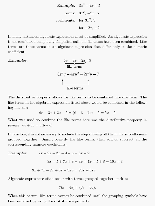 algebraic expressions