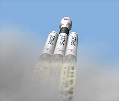 Three Mrelin Engin in the 3-section, which will be used in the SpaceX Falcon-9 Heavy