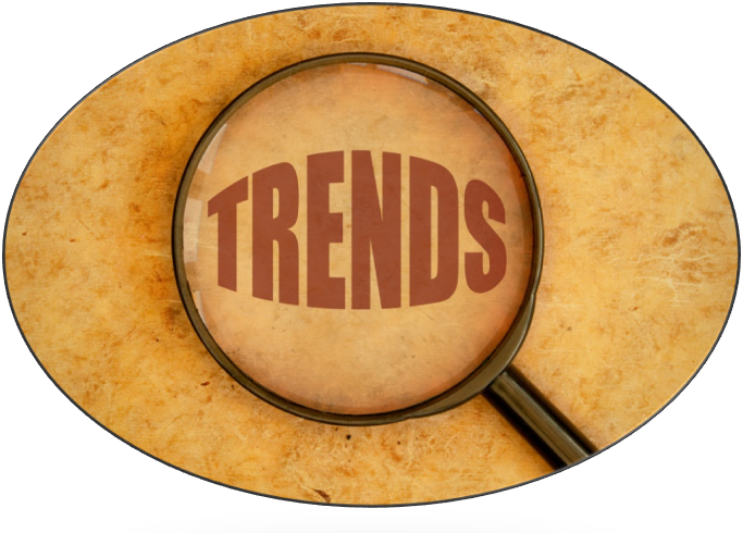 A magnifying glass over the word Trends